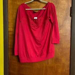 TORRID Off-Shoulder Lt Weight French Terry Embroidered Sweatshirt NWT Size 1X